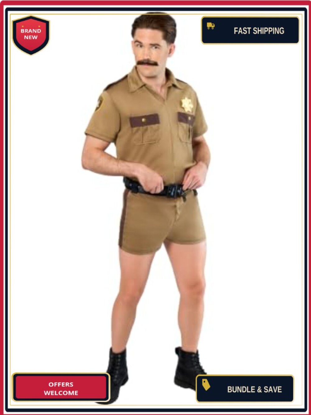 Reno 911 Lt Dangle Adult Halloween Costume Shirt Shorts Belt